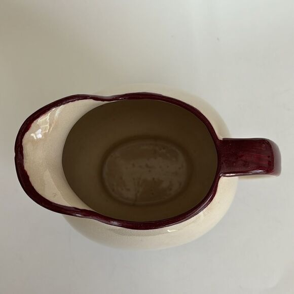 Winfield Pasadena Pottery Pitcher Vintage Cream Blue Burgandy 7.5” - Picture 7 of 11